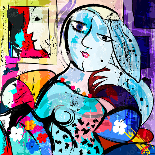 Modern art inspired woman, vector illustration
