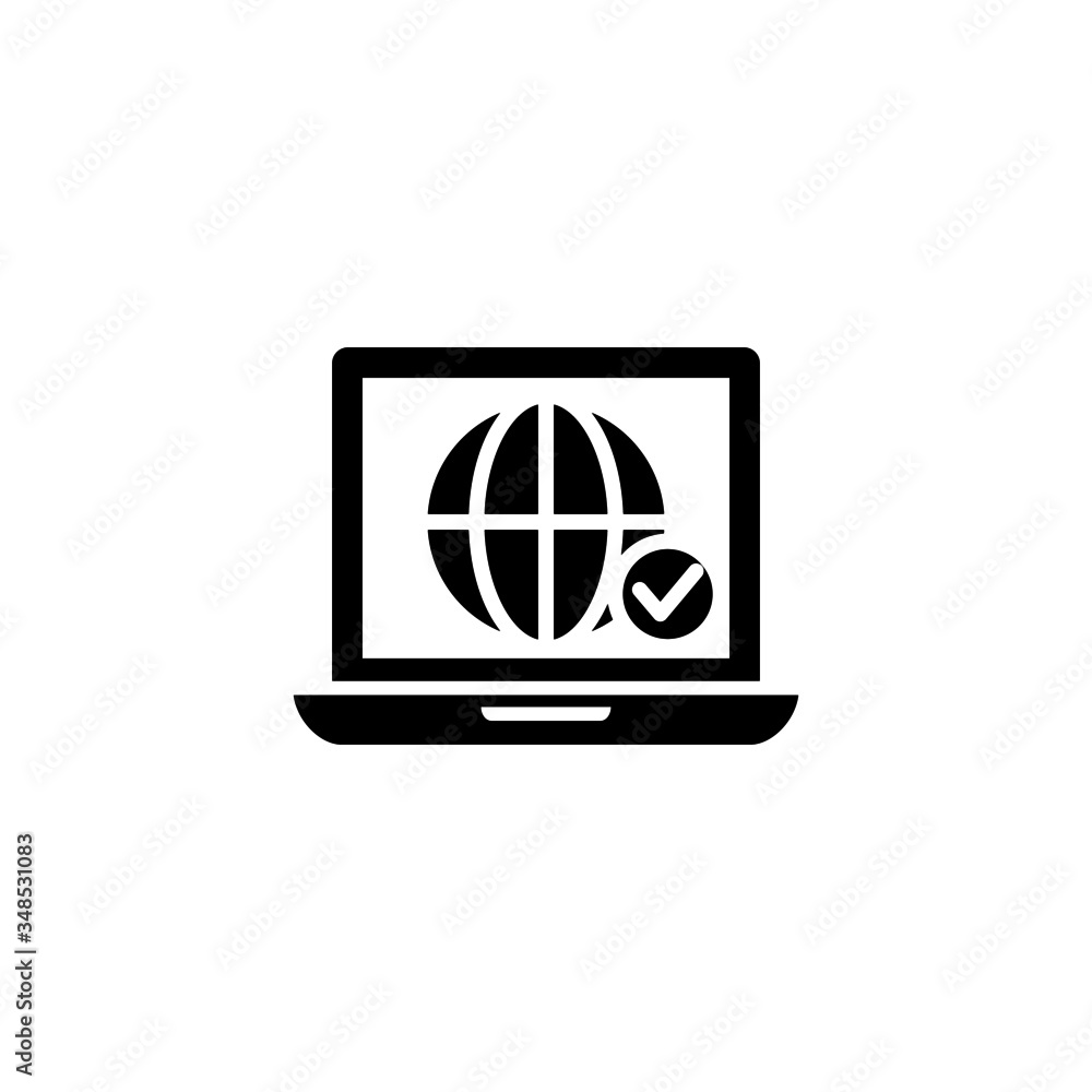 Online vector icon pc in black solid flat design icon isolated on white background Online vector icon pc in black solid flat design icon isolated on white background