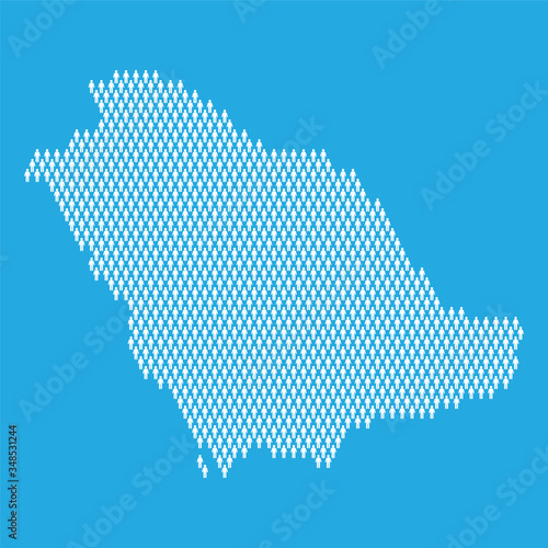 Saudi Arabia population. Statistic map made from stick figure people