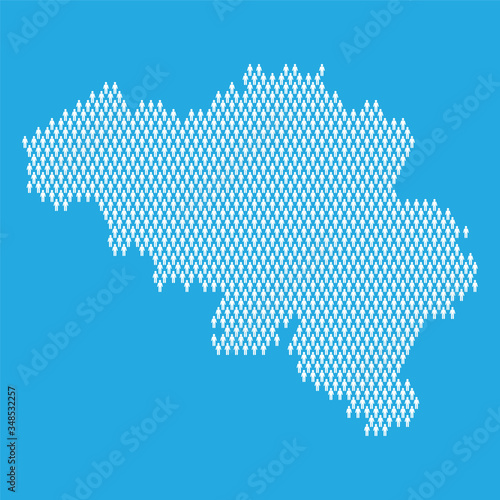 Belgium population. Statistic map made from stick figure people
