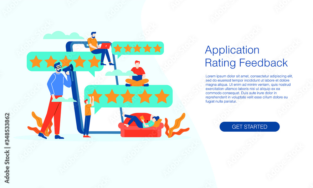 Application rating feedback vector illustration concept template background can be use for presentation web banner UI UX landing page