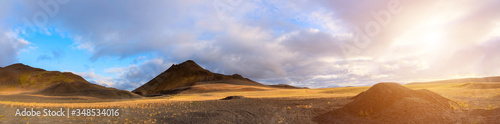 Desert landscape of Iceland. Rocky Landscape Of Iceland Volcanic Areas panorama © luchschenF
