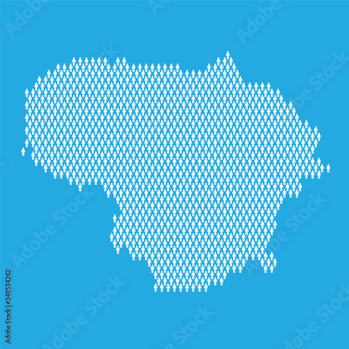 Lithuania population. Statistic map made from stick figure people