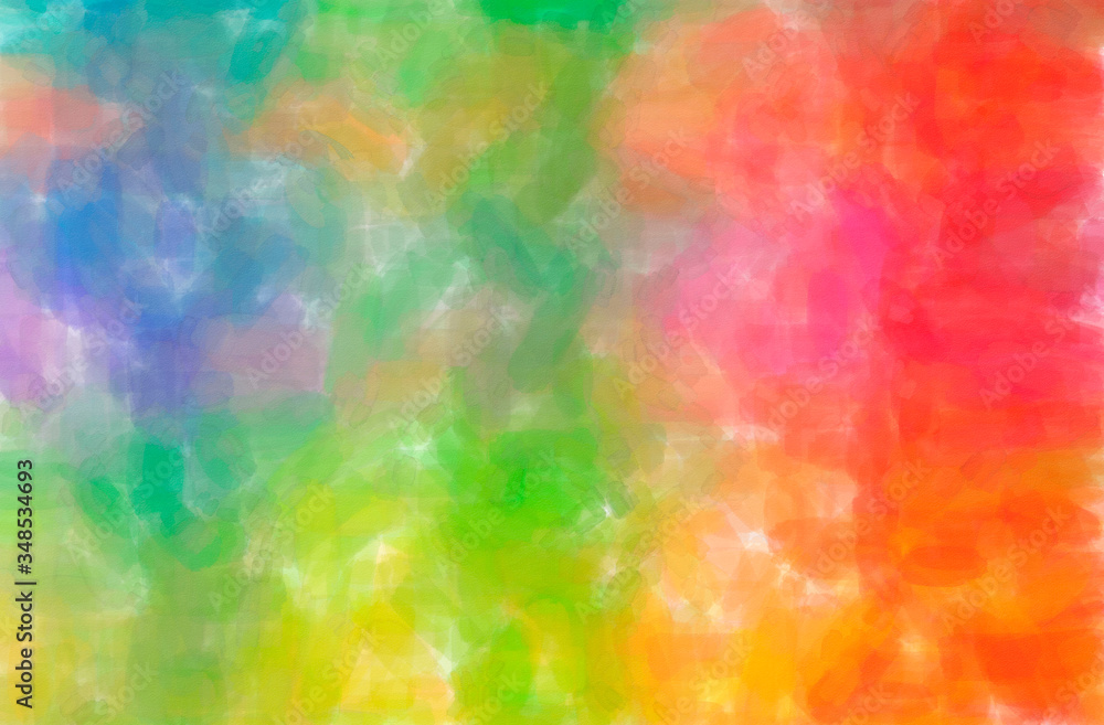 Abstract illustration of blue, green, orange, red, yellow Watercolor background