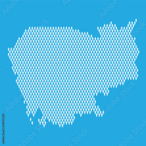 Cambodia population. Statistic map made from stick figure people