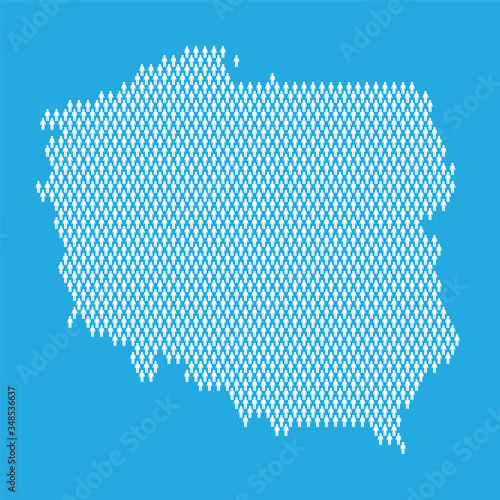 Poland population. Statistic map made from stick figure people