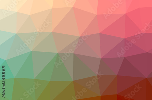 Illustration of abstract Green, Red horizontal low poly background. Beautiful polygon design pattern.