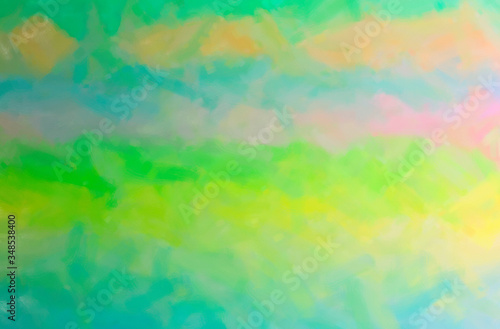 Abstract illustration of green, yellow Dry Brush Oil Paint background