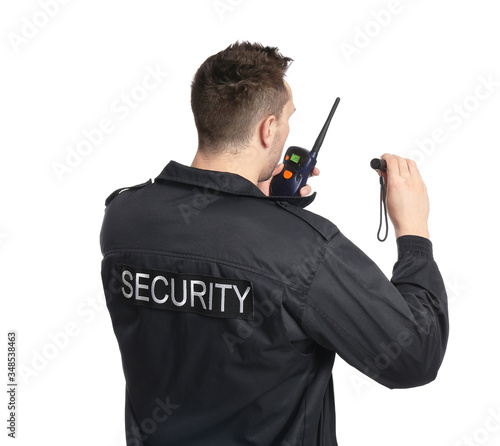 Male security guard with fl...