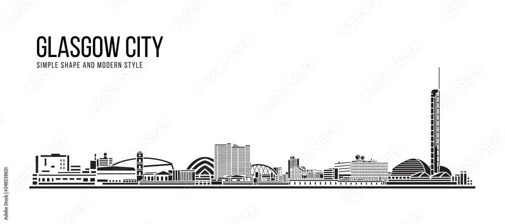 Cityscape Building Abstract Simple shape and modern style art Vector design - Glasgow city
