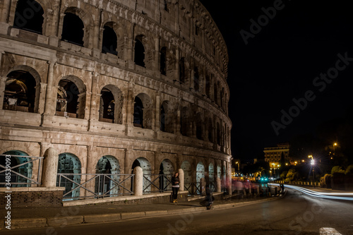 night photography popular building in rome colosseum ancient architecture