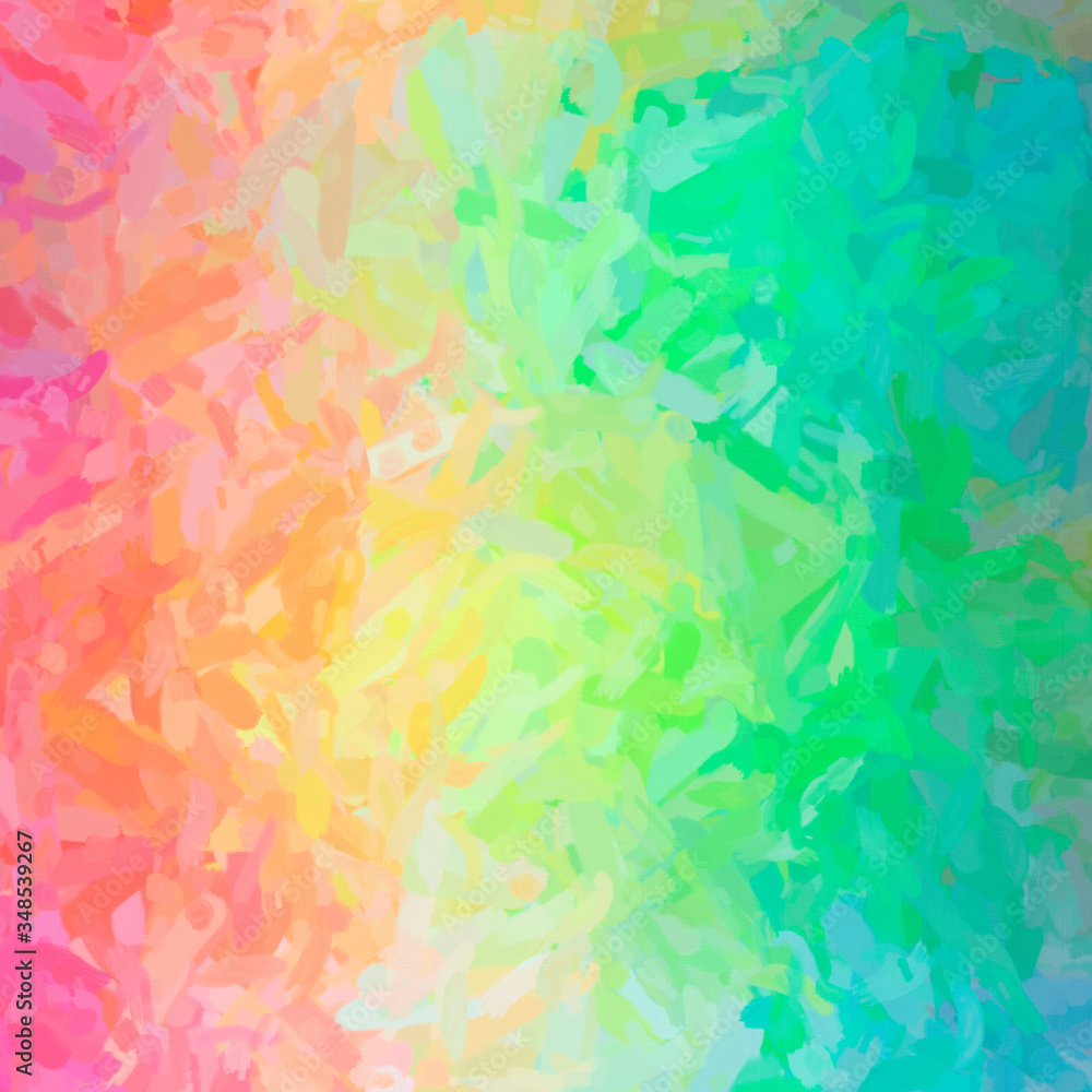 Illustration of abstract Green And Pink Impressionist Impasto Square background.