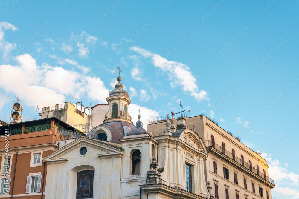 ROME, ITALY - January 17, 2019: Typical architecture in Rome, Italy
