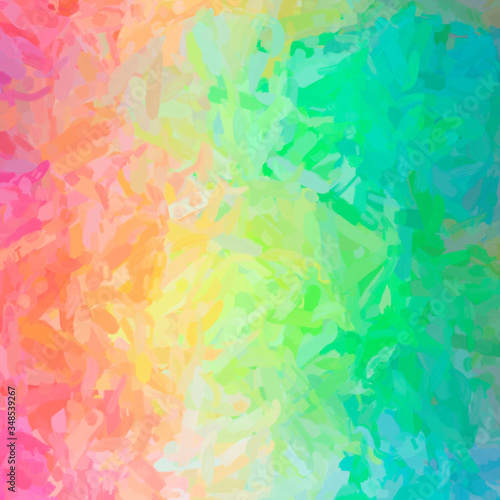 Illustration of abstract Green And Pink Impressionist Impasto Square background.