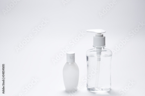 capacity or vials for liquid, cream or antiseptic on a white background. copyspace.