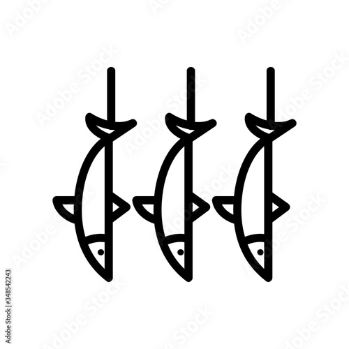 fish caught hanging icon vector outline illustration