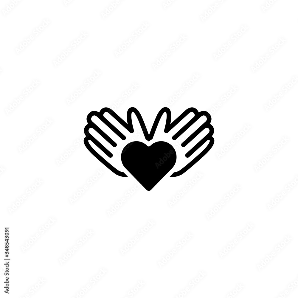 Charity vector icon in black solid flat design icon isolated on white background Charity vector icon in black solid flat design icon isolated on white background