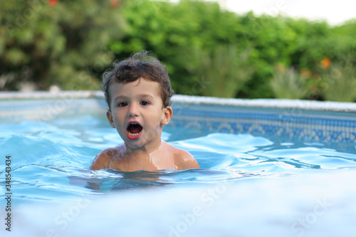 boy playing in the pool, narrow focus © Erich Sacco