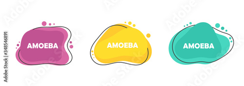 Set of three colors of flat design modern amoeba banners.