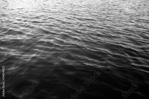 Waves on lake water surface. Black and white