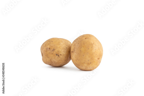 Young potato isolated on white background.