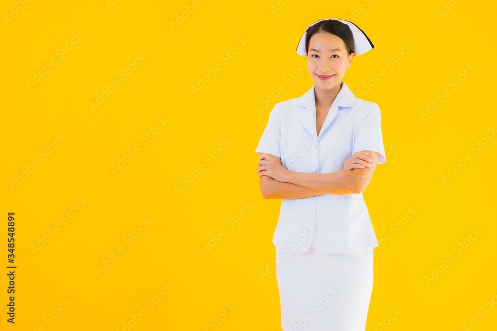 Portrait beautiful young asian thai nurse in many action Portrait beautiful young asian thai nurse in many action