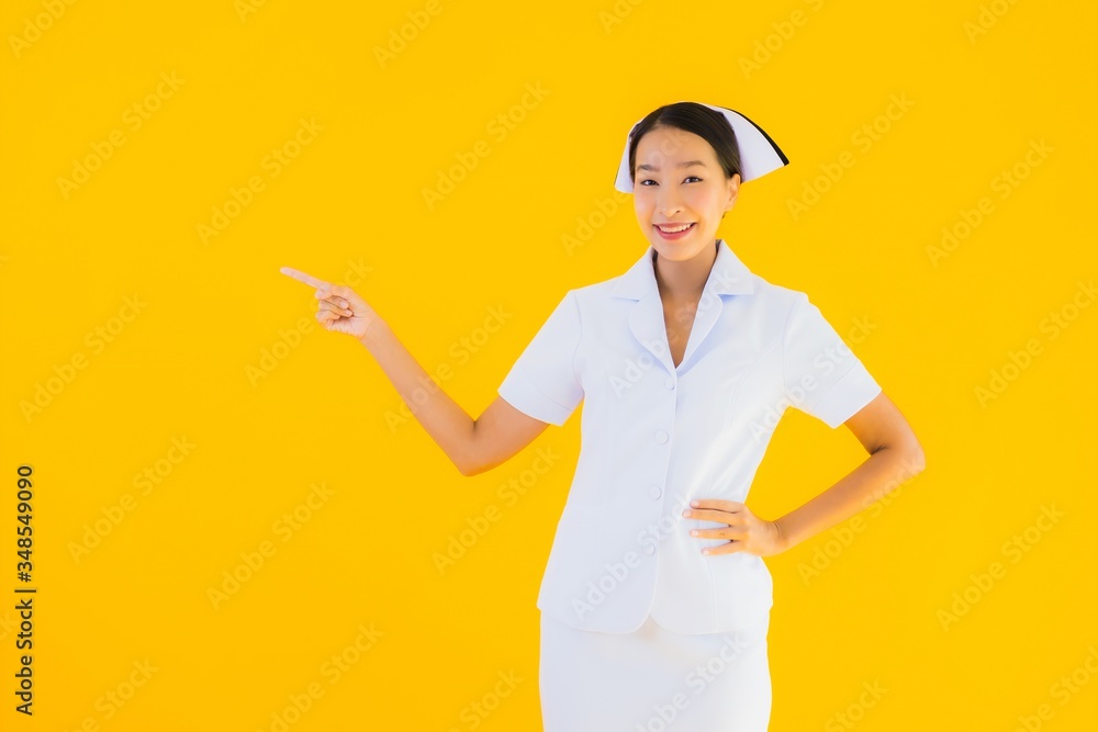 Portrait beautiful young asian thai nurse in many action Portrait beautiful young asian thai nurse in many action