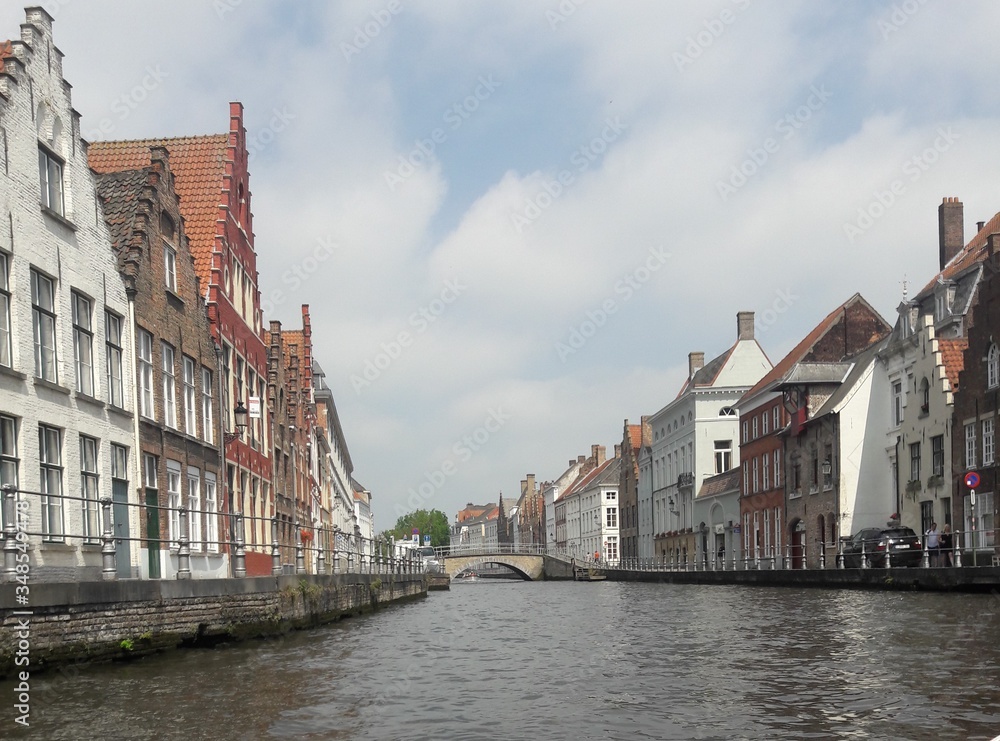 Bruges Belgium water canal and historic buildings 2017