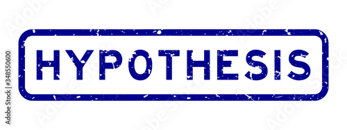 Grunge blue hypothesis word square rubber seal stamp on white background