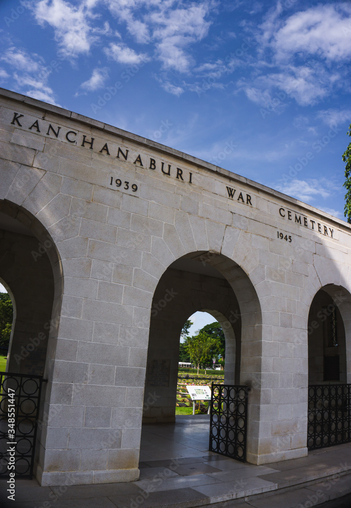 Kanchanaburi war cemetery Gate at Kanchanaburi province ,Thailand