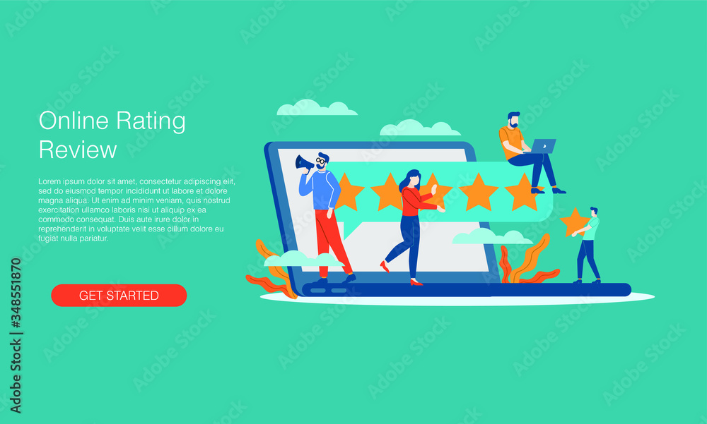 Online rating review vector illustration concept template background can be use for presentation web banner UI UX landing page Online rating review vector illustration concept template background can be use for presentation web banner UI UX landing page