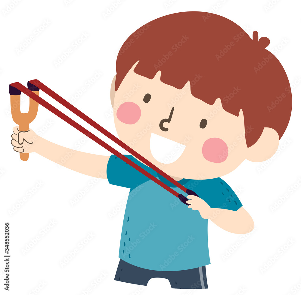 Kid Boy Childhood Memories Sling Shot Illustration Kid Boy Childhood Memories Sling Shot Illustration