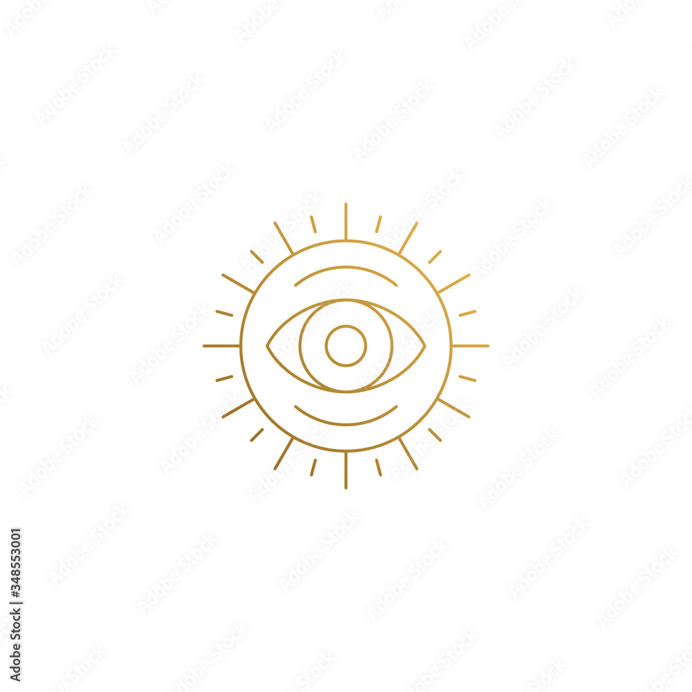 Vector emblem of sun with eye hand drawn with thin lines Vector emblem of sun with eye hand drawn with thin lines