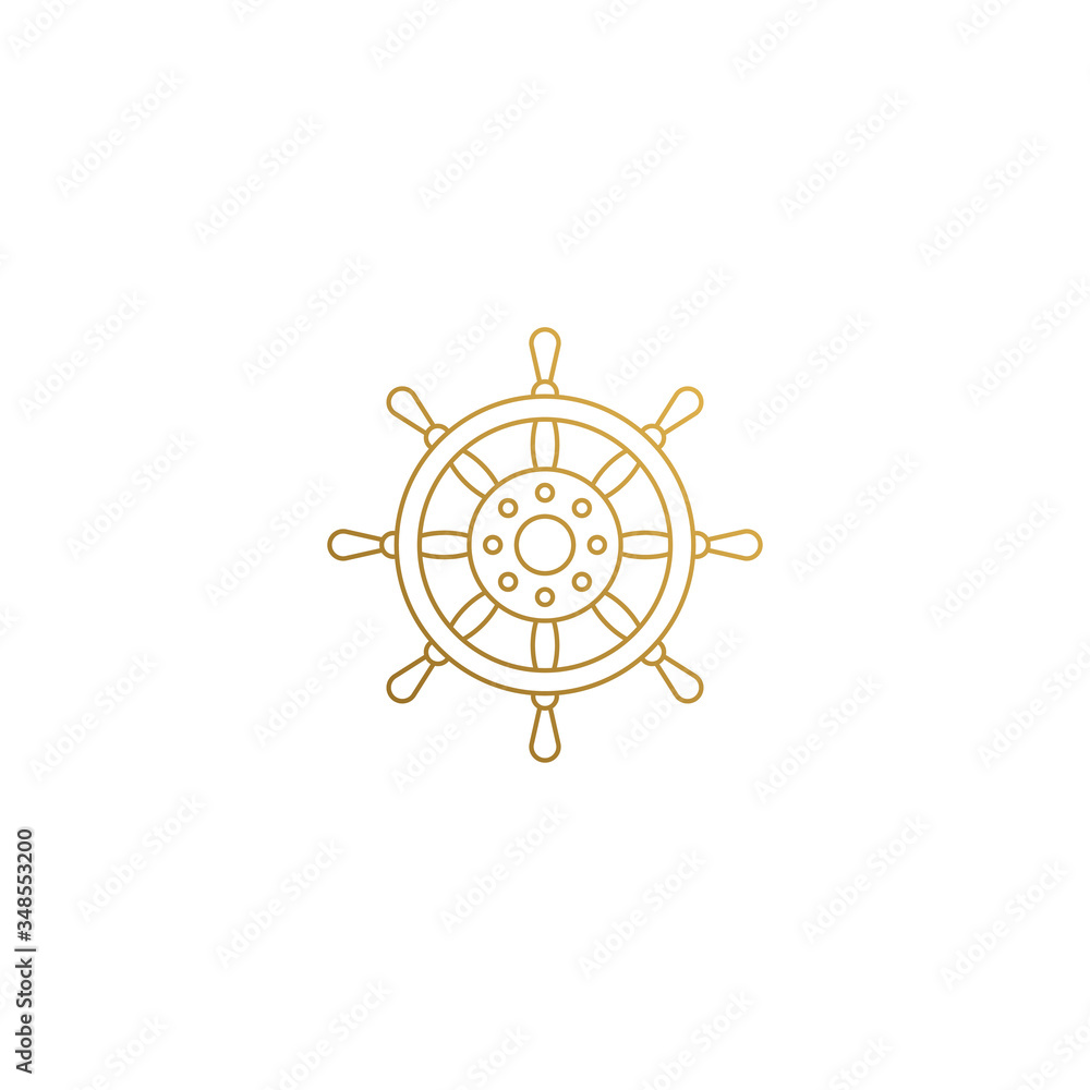 Linear emblem of ship steering wheel hand drawn with thin lines Linear emblem of ship steering wheel hand drawn with thin lines