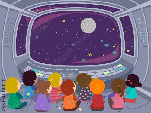 Stickman Kids Observe Space...