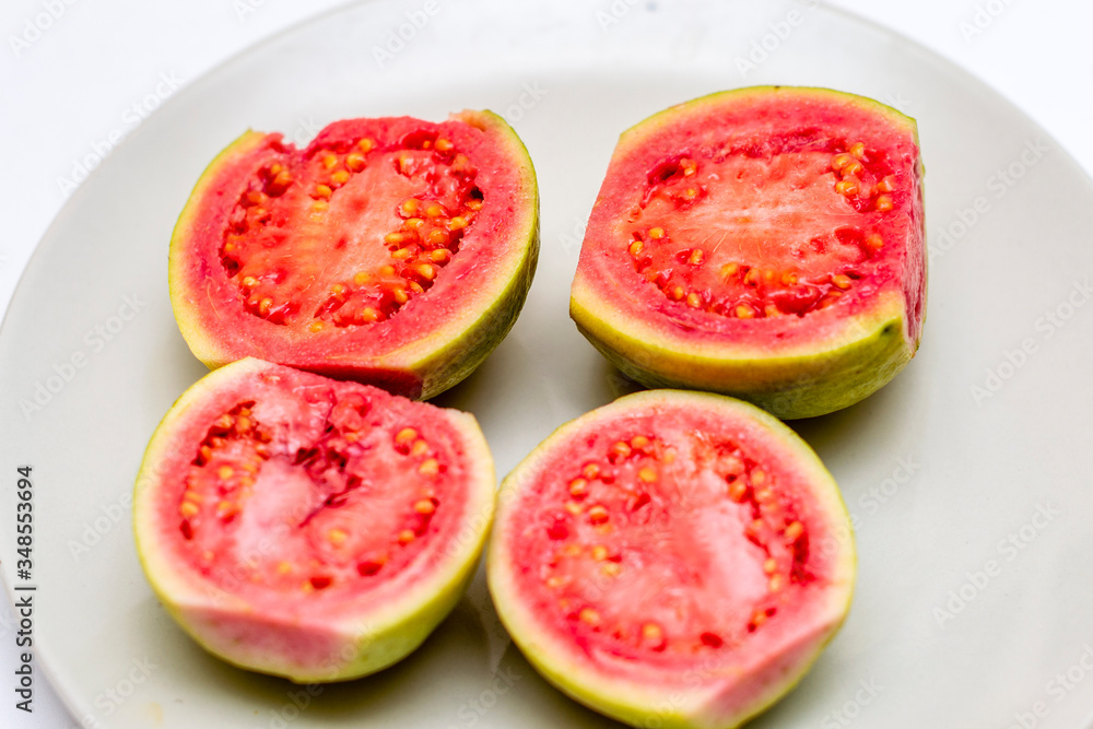 Slices of red guava