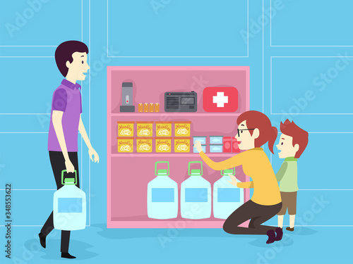 Family Hurricane Supply Illustration