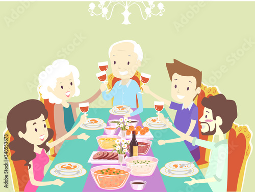 Family Mealtime Drinking Il...