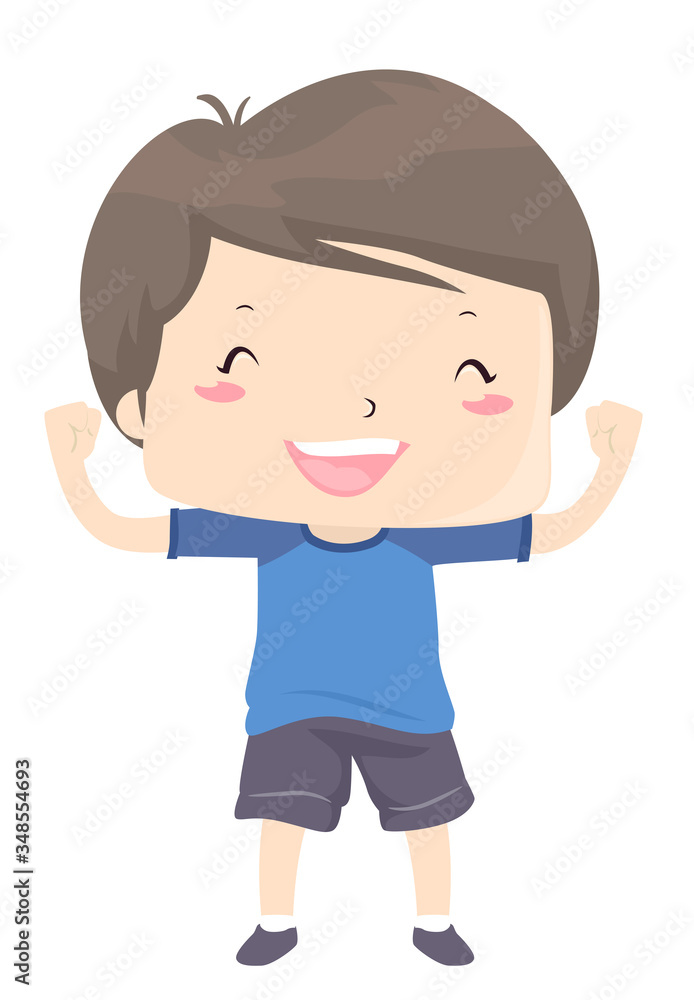Kid Boy Adjective Able Strong Happy Illustration Kid Boy Adjective Able Strong Happy Illustration
