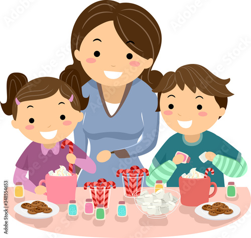 Stickman Kids Mom Hot Choco...