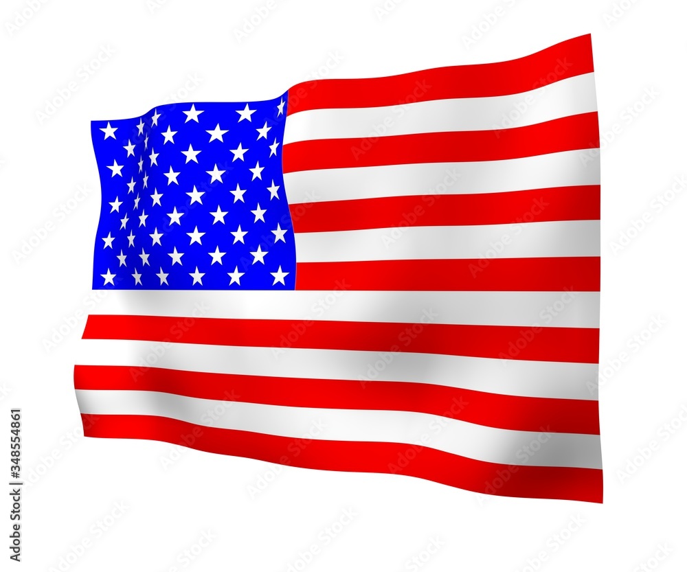 Fototapeta premium Waving flag of the United States of America. Stars and Stripes. State symbol of the USA. 3D illustration