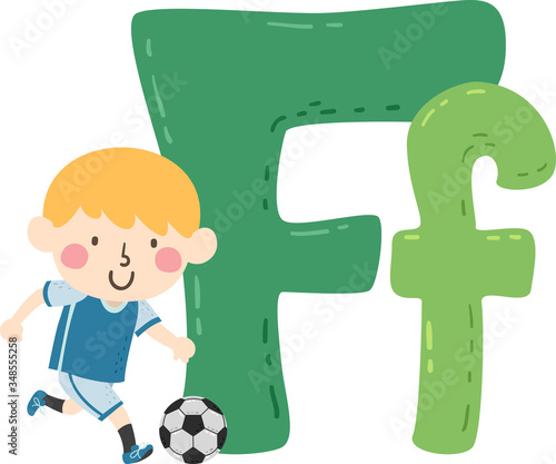 Kid Boy Football Sport Alphabet Illustration
