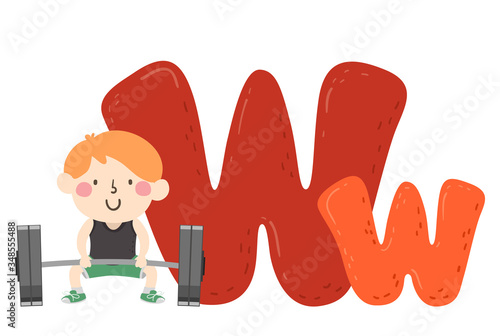 Kid Boy Weightlifting Sport...