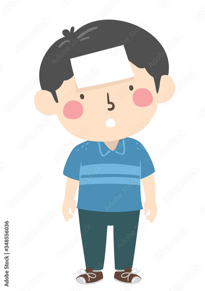 Kid Boy Blank Label Forehead Illustration Kid Boy Blank Label Forehead Illustration