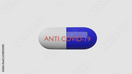 3D rendering Covid-19 medication on a white background.
