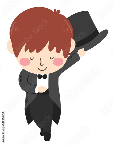 Kid Boy Magician Bow Hat Costume Illustration