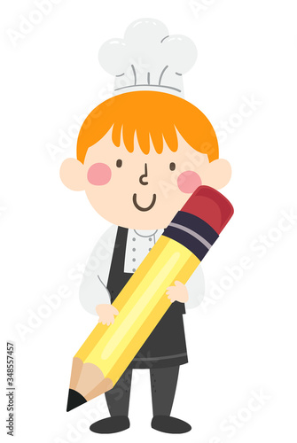 Kid Boy Chef Big Pencil Ill...