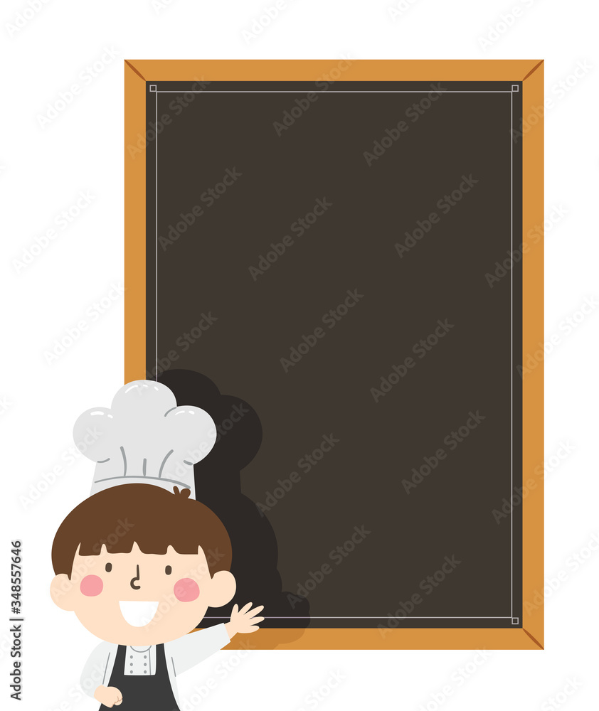 Kid Boy Chef Menu Blackboard Illustration