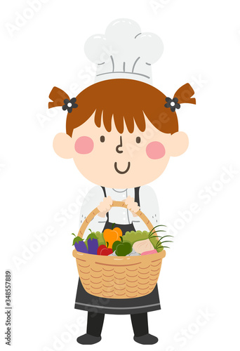 Kid Girl Chef Basket Vegeta...