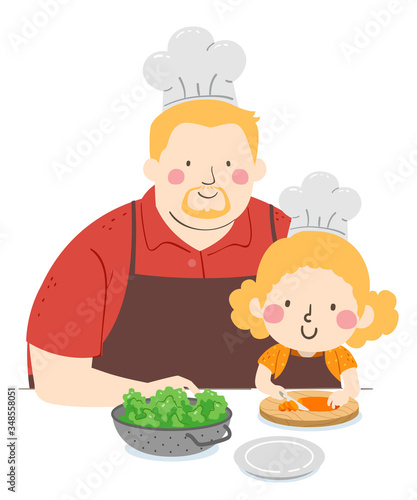 Kid Girl Man Slice Carrots ...